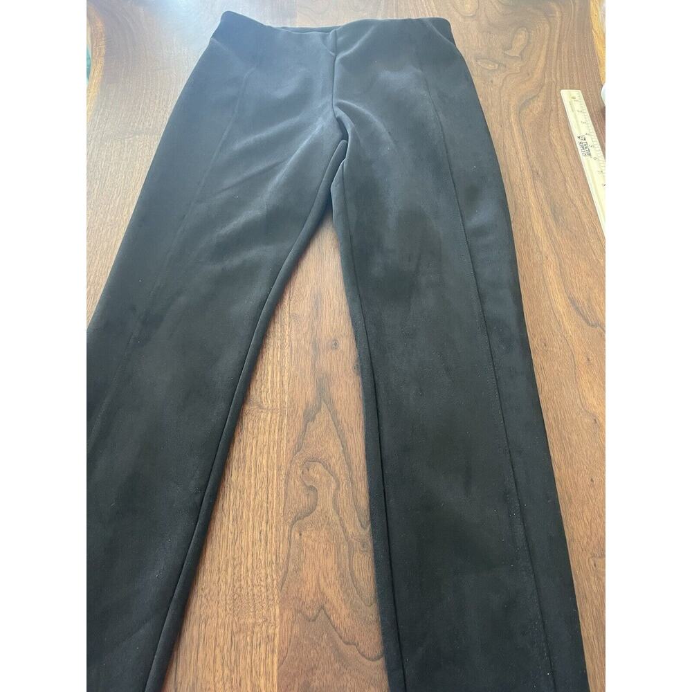 Ttahari womens Pants M/M black faux leather straight leg 28" classic dress